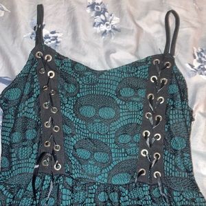 Skull lace green and black dress